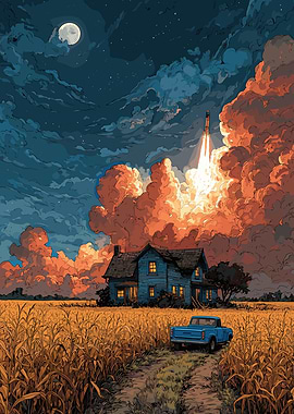 Rocket Launch from a Farmhouse