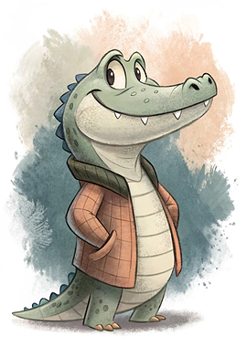 Cartoon Alligator Wearing a Jacket