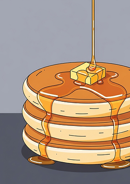 Stack of Pancakes with Butter and Syrup