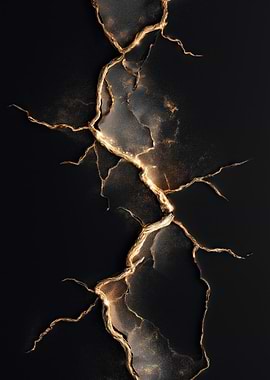 Abstract Black And Gold Kintsugi