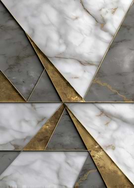 Geometric Marble and Gold Abstract Art