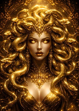 Golden Medusa with Snake Hair