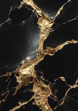 Black Marble with Gold Veins