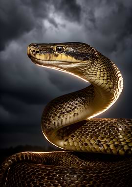 Snake Against Stormy Sky