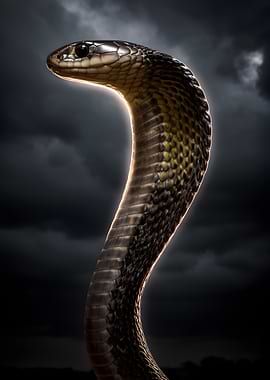 Cobra Snake Against Dark Sky