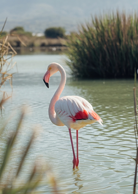 Flamingo standing in shallow water