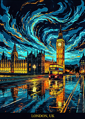 London at Night with Big Ben