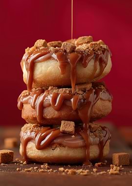 Stack of Caramel Drizzled Donuts