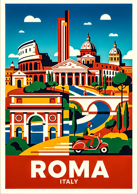 Retro Rome Travel Poster