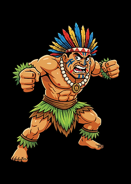 Warrior with Feather Headdress and War Paint