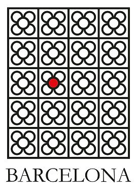 Barcelona Flower Grid with Red Accent