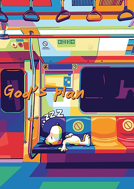 Snoopy God's Plane Drake on a colorful train