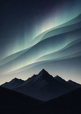 Aurora Borealis Over Mountains