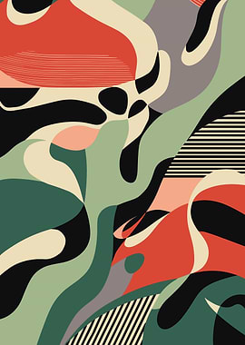 Retro Abstract Organic Shapes and Lines