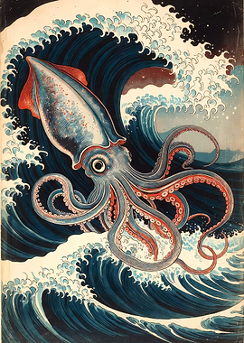 Squid in Crashing Waves