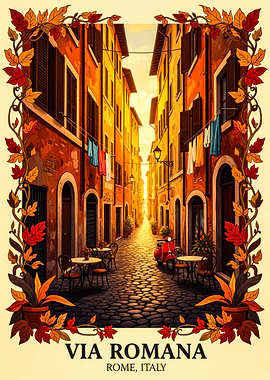 Via Romana Rome Italy Autumn Poster