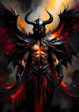 Demonic Warrior with Fiery Wings