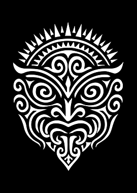 Maori Tribal Mask Tattoo Design