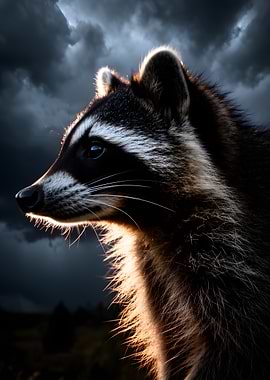 Raccoon in Dramatic Lighting
