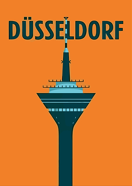 Dusseldorf TV Tower Retro Poster
