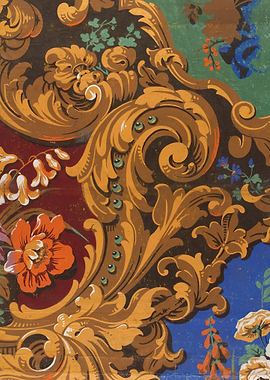 Ornate Floral Scrollwork Wallpaper