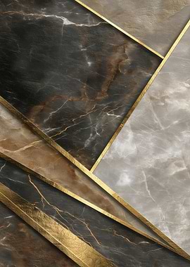 Geometric Marble and Gold Abstract Art