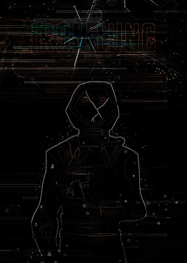 Glitching Figure with Text