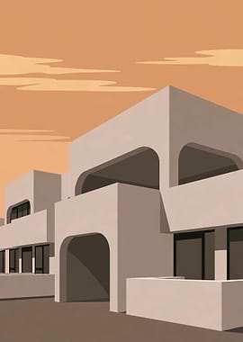 Architecture Modern at Sunset