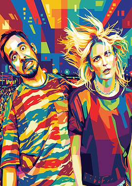 Emily Armstrong and Mike Shinoda Pop Art Portrait of Two Musicians