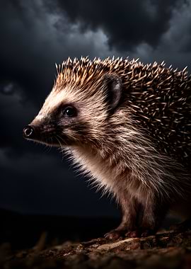 Hedgehog in Dramatic Lighting