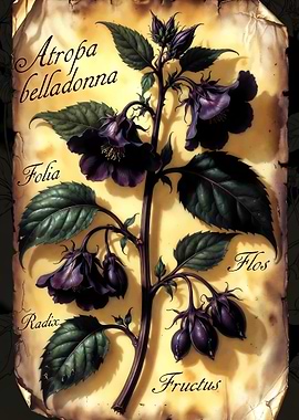 Atropa Belladonna Botanical Illustration