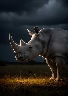 Rhinoceros in Dramatic Lighting