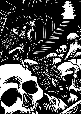Rats and Skulls in a Dark Setting