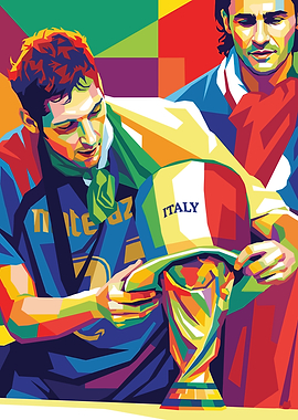 Footballers with World Cup Trophy