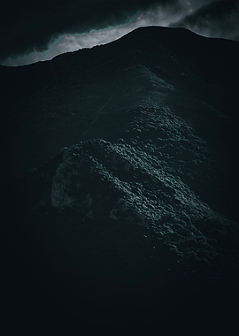 Dark Mountain Landscape with Clouds