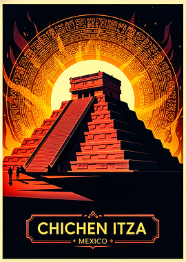 Chichen Itza Vintage Poster