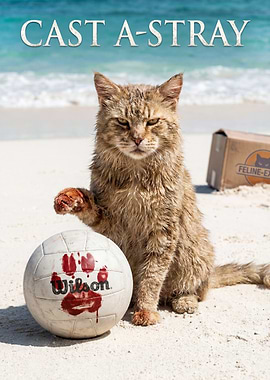 Cast Away Cat Parody Movie Poster