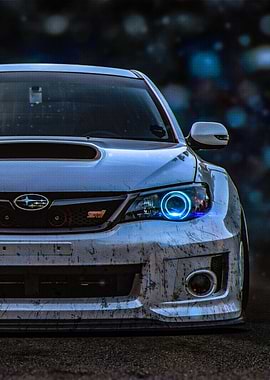 Subaru WRX STI with Blue Halo Headlights