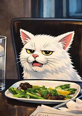 Grumpy Cat Eating Salad - cat meme