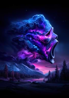 Cosmic Scream in a Mountain Landscape