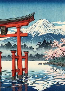 Mount Fuji and Torii Gate