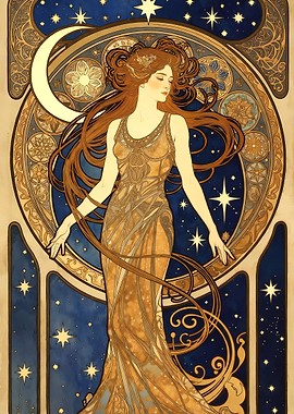 Art Nouveau Celestial Woman