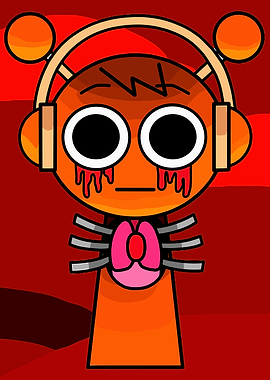 Orange Character with Bloody Eyes
