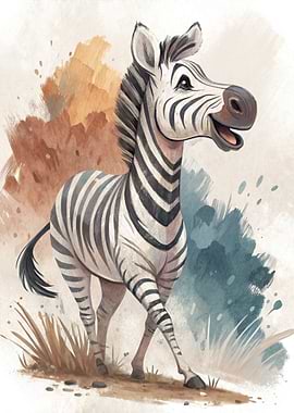 Cute Cartoon Zebra Illustration