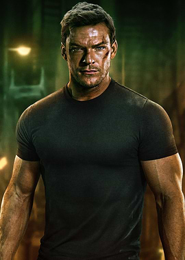 Action Hero in Black T-Shirt alan ritchson as reacher