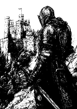 Knight Gazing at a Castle