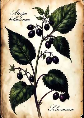 Atropa Belladonna Botanical Illustration