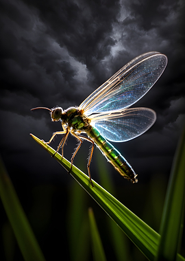 Dragonfly on a blade of grass