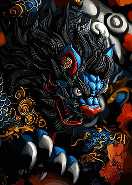 Blue and Black Dragon Guardian