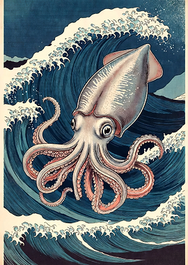 Squid in Crashing Waves